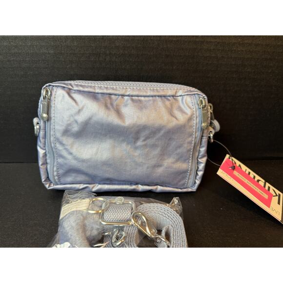 Kipling MERRYL 2-In-1 Convertible Crossbody Waist Bag KI9389 Pebble Blu Metallic - Picture 8 of 14